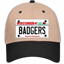 Badgers Wisconsin Novelty Khaki Mesh License Plate Hat - £23.08 GBP