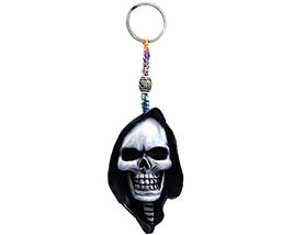 Grim Reaper Death Skull Gothic 3D Figurine Keychain Multicolored Macramé Metal R - £7.86 GBP