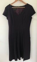 Vtg Donna Ricco Dark Plum Purple Rayon Pleated Midi Formal Dress 12 L 40... - £62.84 GBP