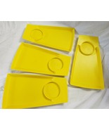 VINTAGE SERVING TRAY YELLOW SINGLE SERVE KIDS SNACK RETRO SET OF 4 LOT K... - $34.27 CAD