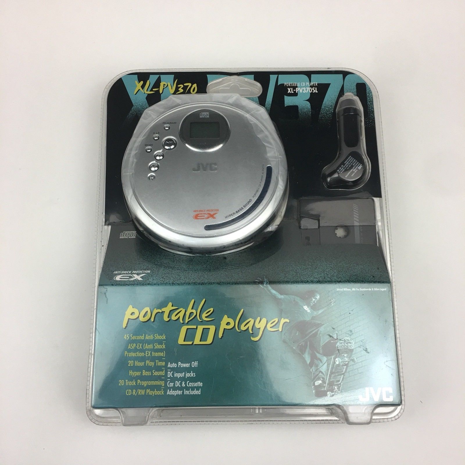 NIB JVC Portable CD Player XL-PV370SL Silver Car Adapter Cassette Jahmal William - $137.43