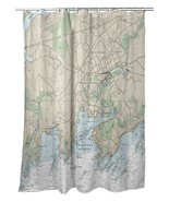 Betsy Drake Branford Harbor, CT Nautical Map Shower Curtain - £85.65 GBP