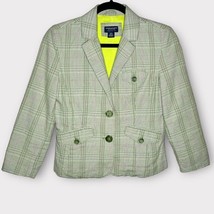 American Eagle Green &amp; Pink Plaid Blazer Jacket Size Small Y2K Academia Preppy - £22.01 GBP