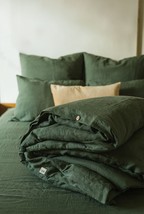 Forest Green Washed Linen Duvet Cover - £122.02 GBP+