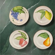 Present Tense 4-Dinner Plates Italy Hand Painted Fruit Apple-Lemon-Grape-Pear - £70.43 GBP