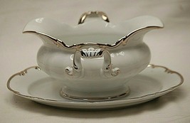 Revere Hutschenreuther Gravy Boat Sylvia White Platinum Scalloped Trim G... - £99.15 GBP