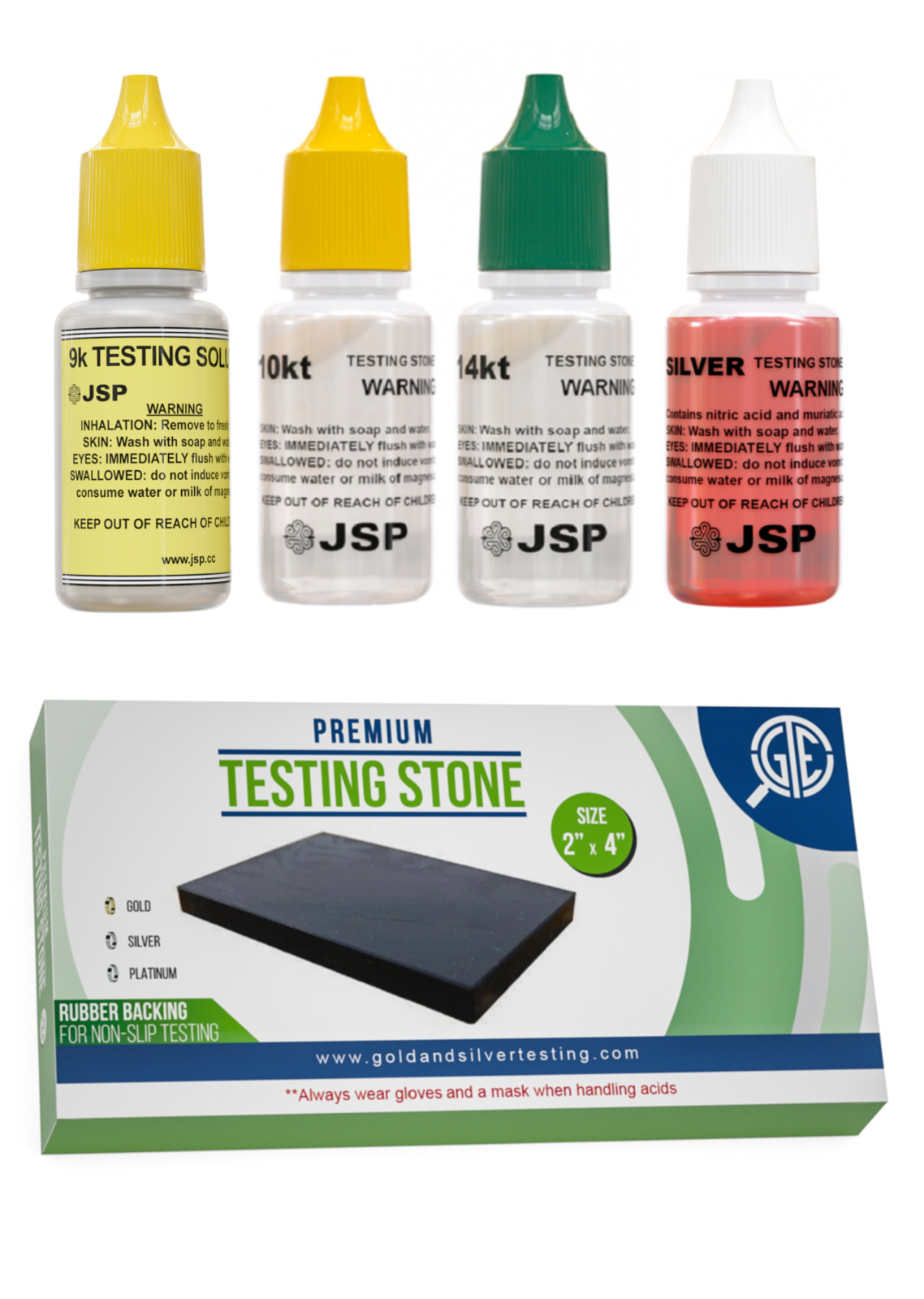GOLD/SILVER Test Acid Tester Kit 9k 10k 14k .999 .925 Sterling Testing Stone