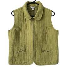 Christopher &amp; Banks Vest Large Green Sage Sleeveless Quilted Faux Suede - £10.78 GBP