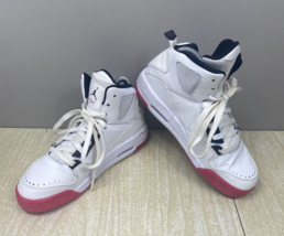 Nike Girls Air Jordan  5.5Y White Pink High Top Basketball Shoes Sneakers Flight - £36.78 GBP