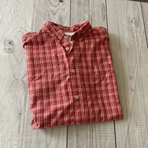 Wrangler Button Down Shirt, Large, Red, Short Sleeve, 100% Cotton - $15.99