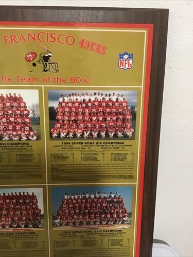 SAN FRANCISO 49ERS "THE TEAM OF THE 80'S" WOODEN PLAQUE TEAM PHOTOS COLOR Item image 3