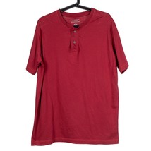 Roundtree &amp; Yorke Henley Shirt M Mens Red Soft Washed Jersey Short Sleev... - £12.32 GBP