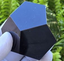 Black Obsidian Carved Geometric Dodecahedron (72-75mm) 12 Faces Large De... - $59.39