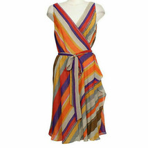 RALPH LAUREN Variegated Southwestern Stripe Georgette Sleeveless Wrap Dr... - £55.03 GBP