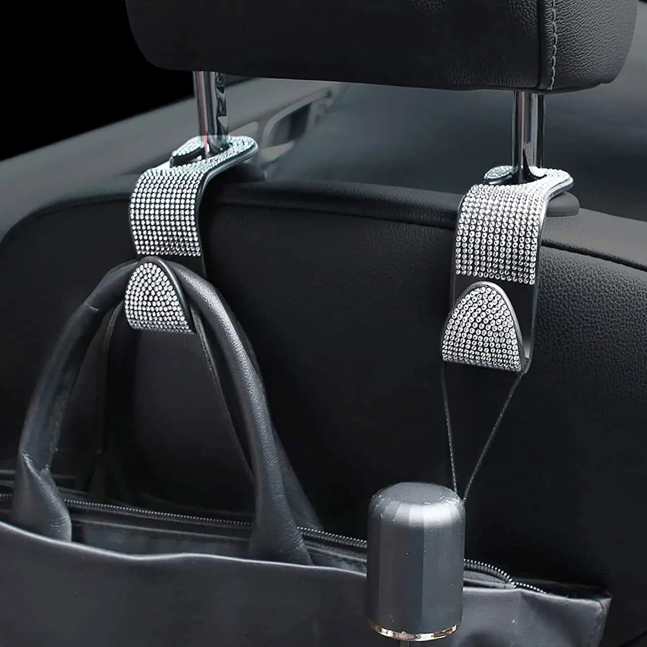 2PC Rhinestone Car Seat Headrest Hook Diamond Bling Backseat Hanger Univ... - $9.38+