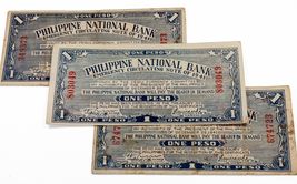 1941 Philippines National Bank - Cebu 1 peso Notes, Lot of 3 P-S215 - €44,63 EUR