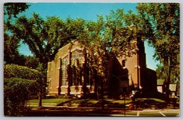 Vintage brick building Postcard trees New England - £2.34 GBP