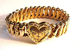 Sweetheart Signed La Mode Expansion Heart Bracelet 1940&#39;s Vintage - £278.51 GBP