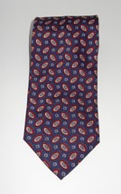 Tie Italianissimo Floral Ovals Necktie 55&quot;  Red Blue 100% Polyester Squares - £16.53 GBP