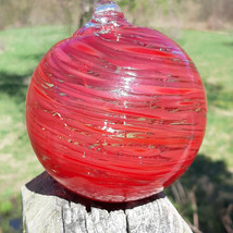 Hanging Glass Ball 4&quot; Diameter Clear with Red Swirl Witch Ball (1) GB11-A - £15.08 GBP