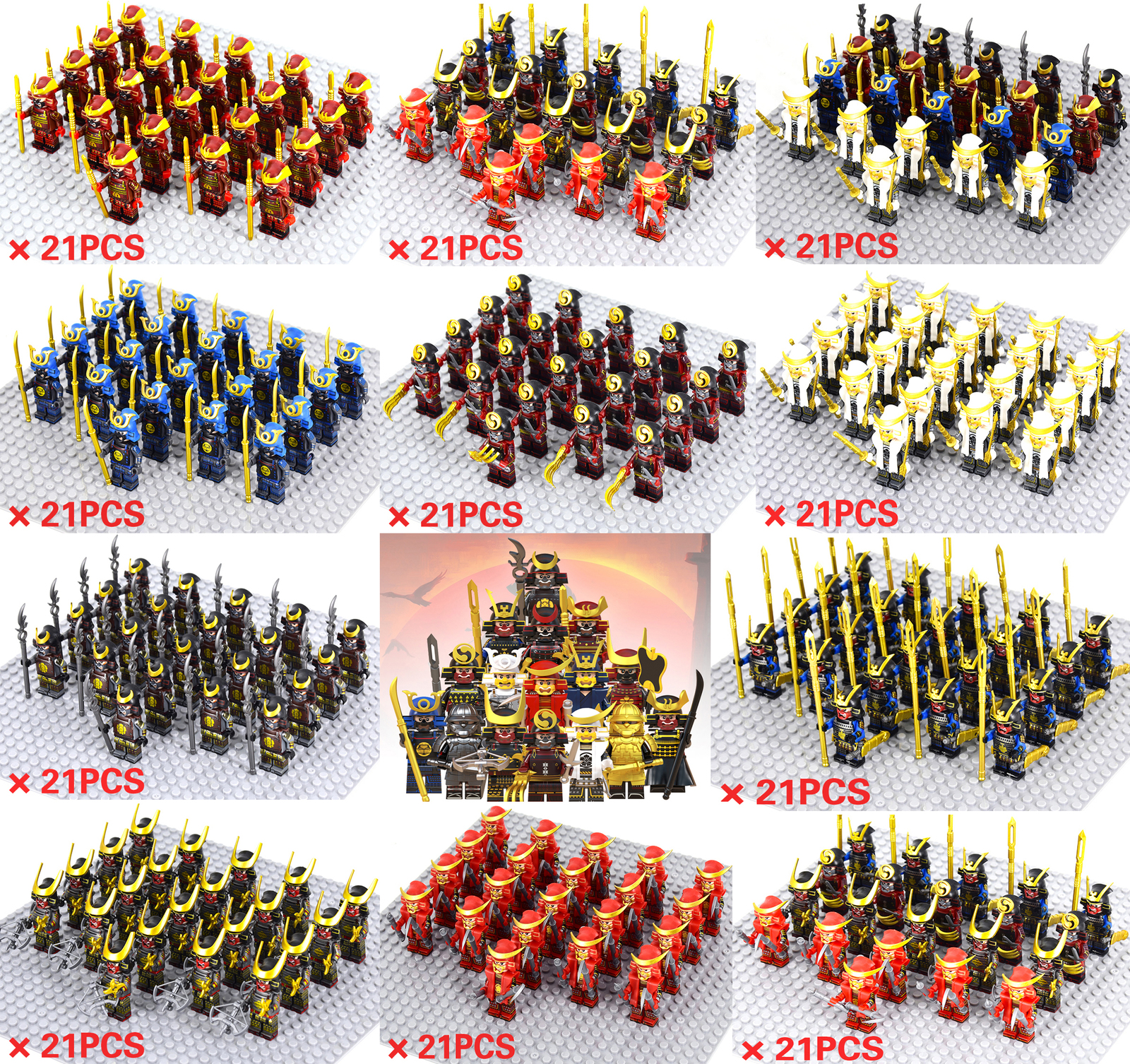 226Pcs Japanese Warriors Class Samurai or Bushi Army Set Collectible Minifigures