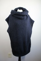 Topshop 12 Black Chunky Rib Knit Acrylic Alpaca Cowl Neck Sleeveless Sweater - £25.51 GBP