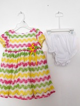 DRESS Infant 2 pc RARE EDITIONS Pink/Yellow/Green/White Stripe 18M NWT - £23.97 GBP