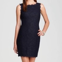 Adrianna Papell Navy Sleeveless Lace Cocktail Party Sheath Dress Size 4 - £34.80 GBP