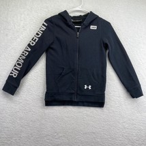 Under Armour Youth Full Zip Hoodie Jacket Size Medium Black Reflective Spellout - £11.86 GBP