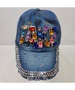 Vintage TAKE Distressed Bling Hat Cap w/ Rhinestones Beads Sequins One Size - $19.43