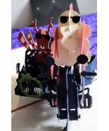 Santa Claus on Motorbike with Reindeer in Sidecar 3D Kirigami Pop-up Chr... - $159.26 MXN