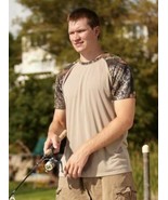 Mens Mossy Oak Break Up CAMO RAGLAN SHIRT Camoflauge Hunting Gear 609741 S - $379.94 MXN