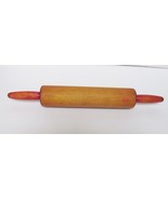Vintage Antique Wood Primitive Fixed Handle Rolling Pin with Red Handles... - £23.07 GBP