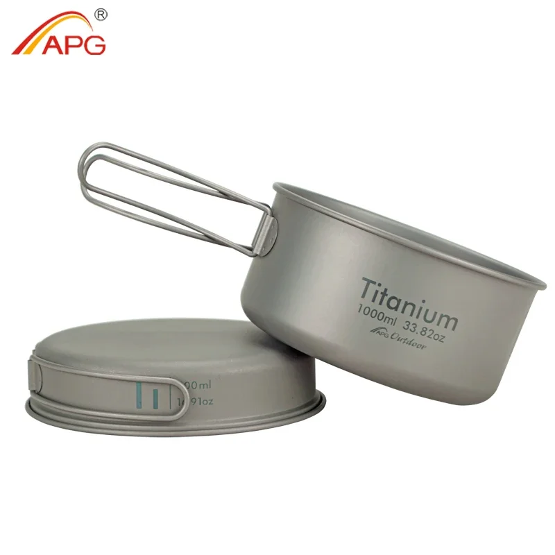 APG Ultralight Titanium Pan Outdoor Camping Titanium Bowl Set Folding Handle - £28.27 GBP+