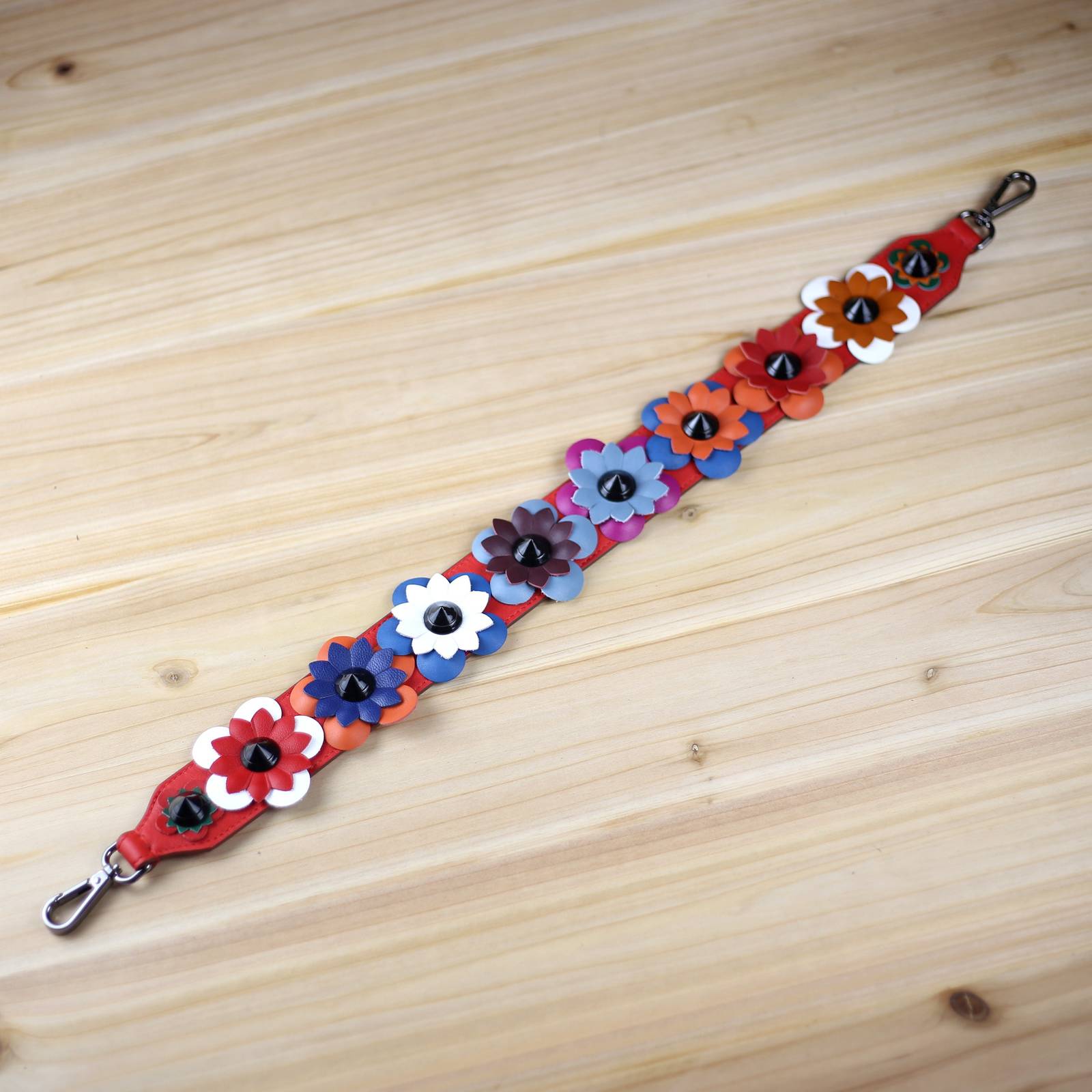 Strap You Floral Appliquéd Leather Bag Strap,Flower Genuine Lamb Leather Purse