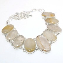 Golden Rutile Oval Shape Gemstone Handmade Fashion Necklace Jewelry 18&quot; SA 1714 - £14.41 GBP