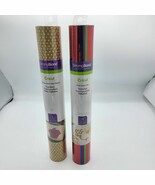 Cricut Glitter Iron-On Vinyl Mesh Gold 12&quot;x19&quot; &amp; Bejeweled Sampler 12&quot;x1... - $16.82