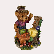 K&#39;s Collection My Little Bears Bear Wheelbarrow Squirrel Melon Resin Figurine - £14.78 GBP