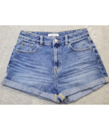 PacSun Mom Short Women Sz 27 Blue Denim Regular Fit Pockets High Rise Fl... - $456.20 MXN