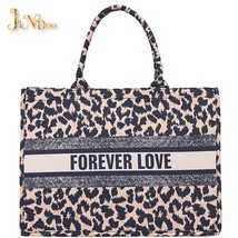 Luxury Denim Leopard Large Capacity Women Shoulder Bags Female Designers Letter  - $45.56