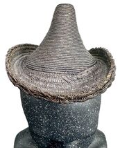 Antique Tyrolean Style Hat of Black Straw Circa 1885 - $346.49