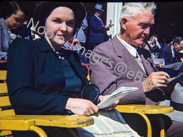 1950 Chicago Horse Track Young Woman Father Illinois Red Kodachrome 35mm Slide - £8.31 GBP