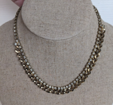 Vintage Rhinestone Prong chocker chain NECKLACE silver &amp; gold tone broke... - £19.46 GBP