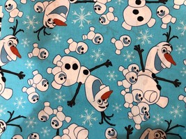 1 yard Cotton Fabric &quot;Olaf, Snowmen - Tossed&quot;   Disney for Springs Creative  NEW - £8.14 GBP