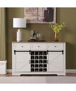 Farmhouse Wine Bar Cabinet 58&quot;-Rustic Buffet Sideboard w/Barn Door - $4,861.00 MXN