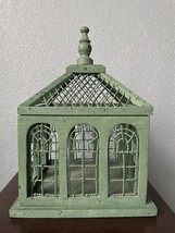 Vintage Decorative Bird Cage In Metal &amp; Wood Size: 8.5L X 7W X 12H In. Ship Free - £117.20 GBP
