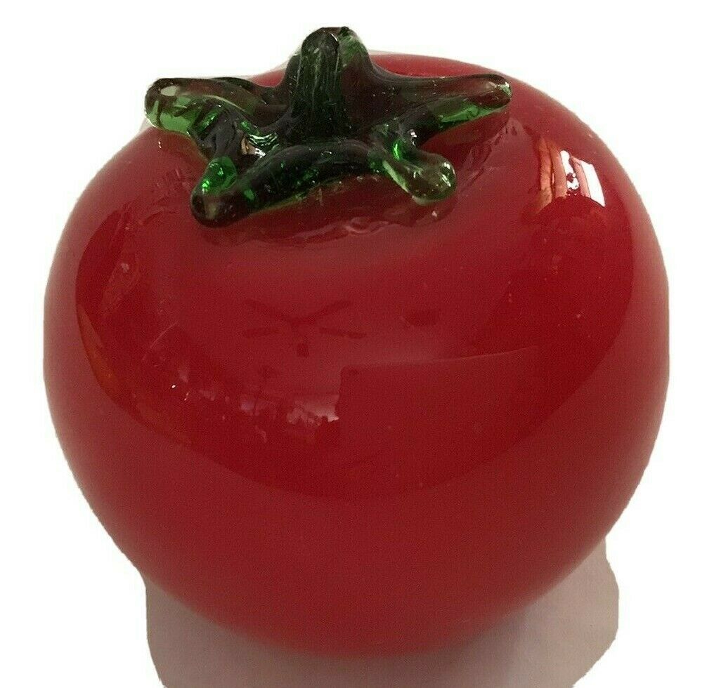 Murano Style Tomato Studio Art Glass Hand Blown Fruit Vegetable 3" - $15.99