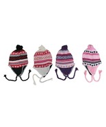 4 Pack Women&#39;s Knit Hat Beanie with Earflap and Pom Pom Ball Flannel Lined - £18.86 GBP
