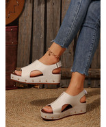PU Leather Studded Wedge Sandals - $61.64 CAD