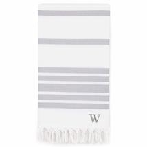 MISC Monogrammed Letter W Fouta Towel, Light Grey Herringbone Striped Co... - $56.42